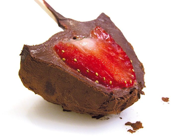 Sucettes de fraise au chocolat