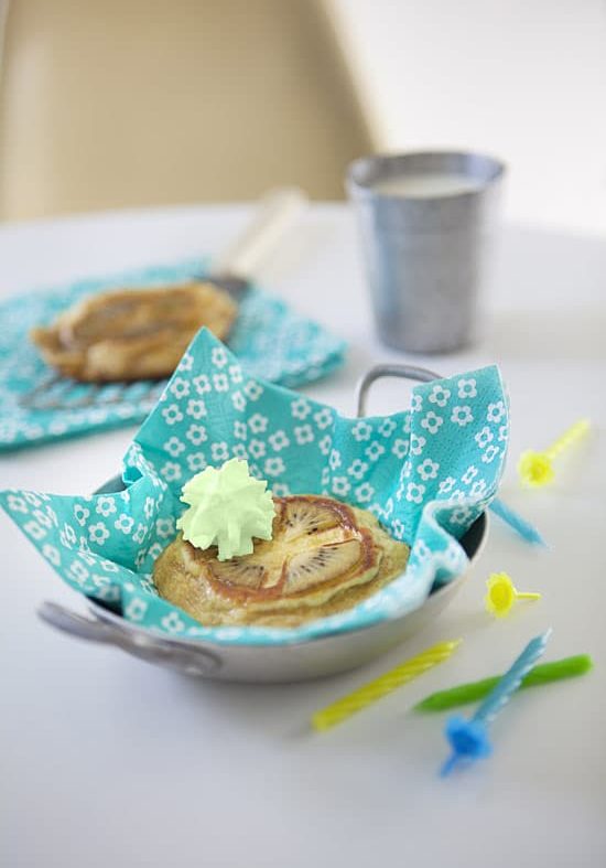 Pancakes kiwi, chantilly basilic