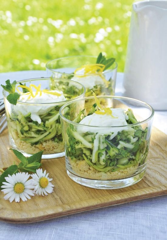 Verrine gourmande aux herbes et courgette