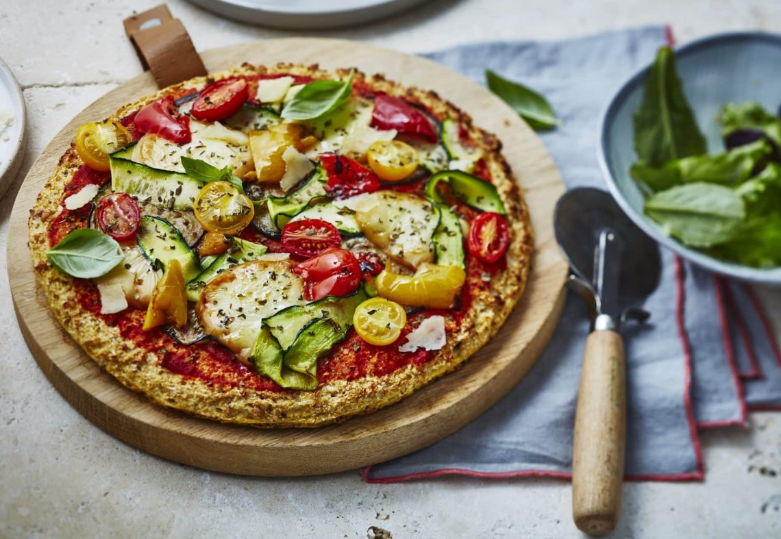 Pizza aux légumes grillés et scamorza (pâte au chou-fleur)