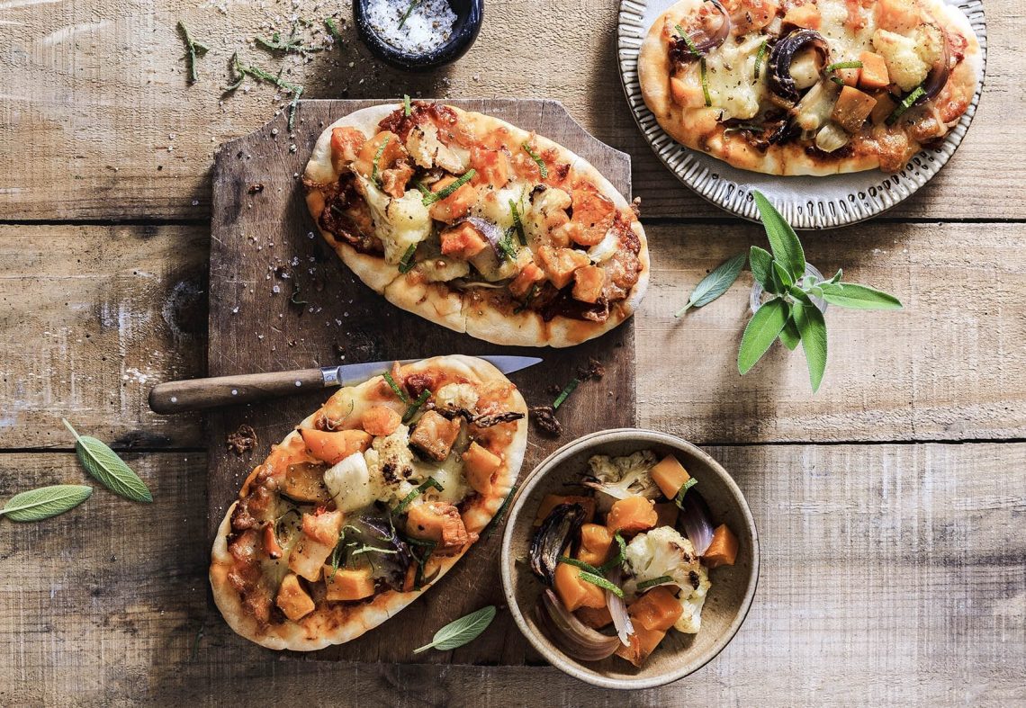 Pizzettes aux légumes rotis